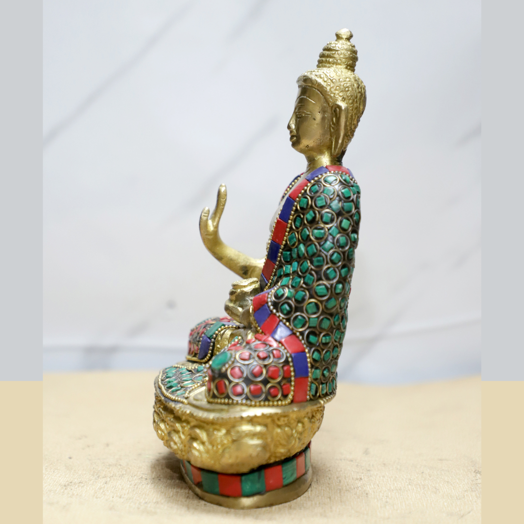 Buddha Stone Brass Idol