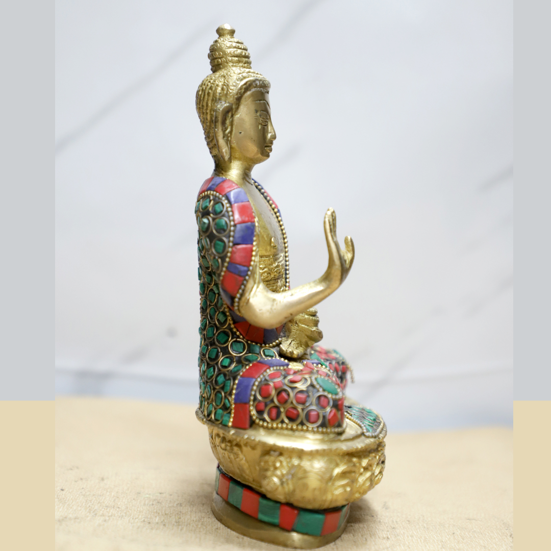 Buddha Stone Brass Idol
