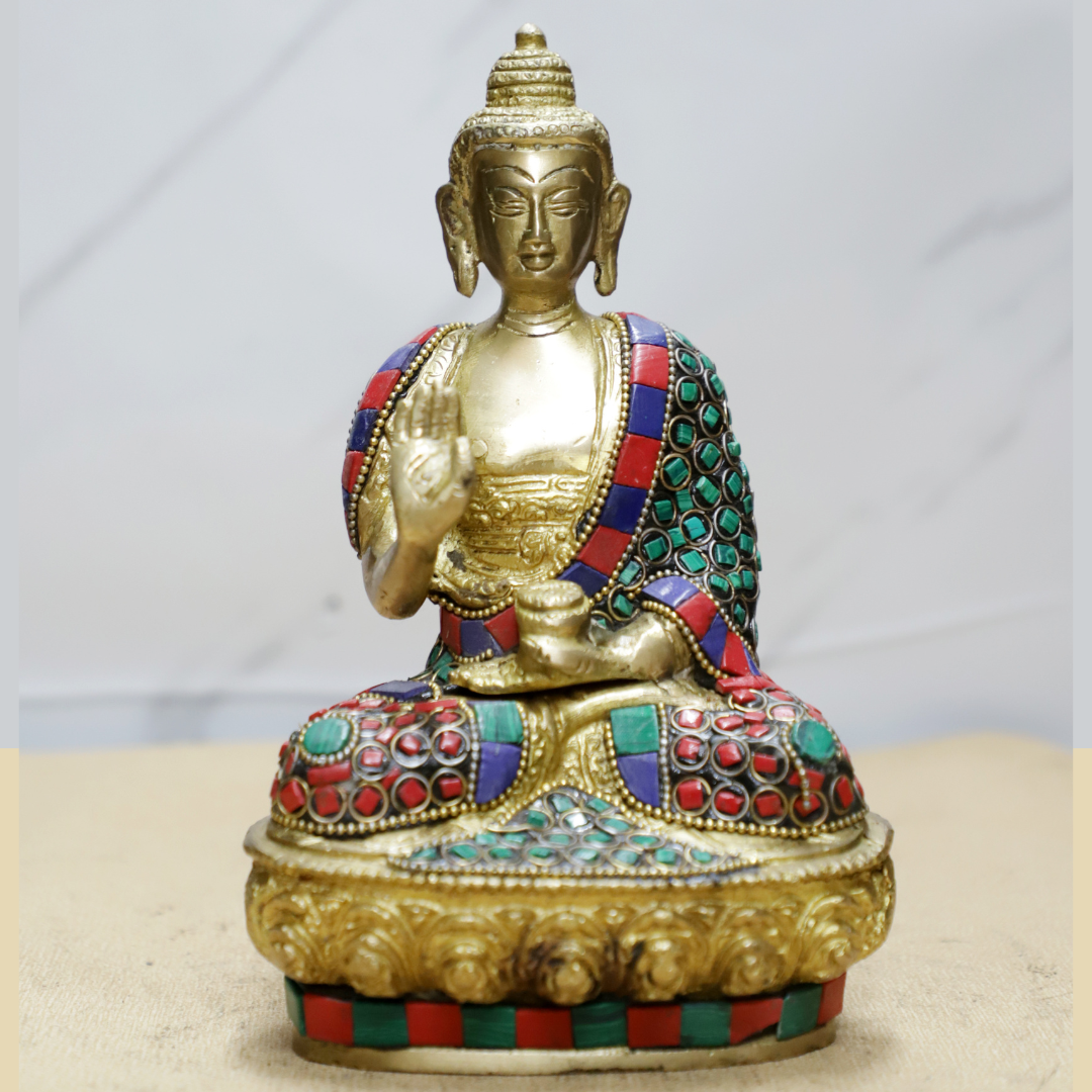 Buddha Stone Brass Idol