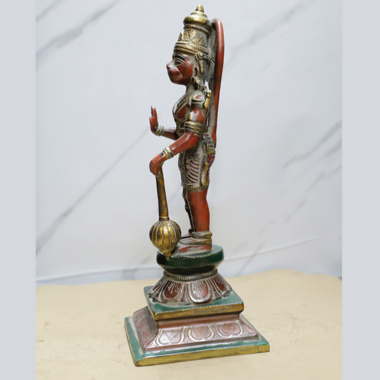 Color Hanuman Standing Brass Idol