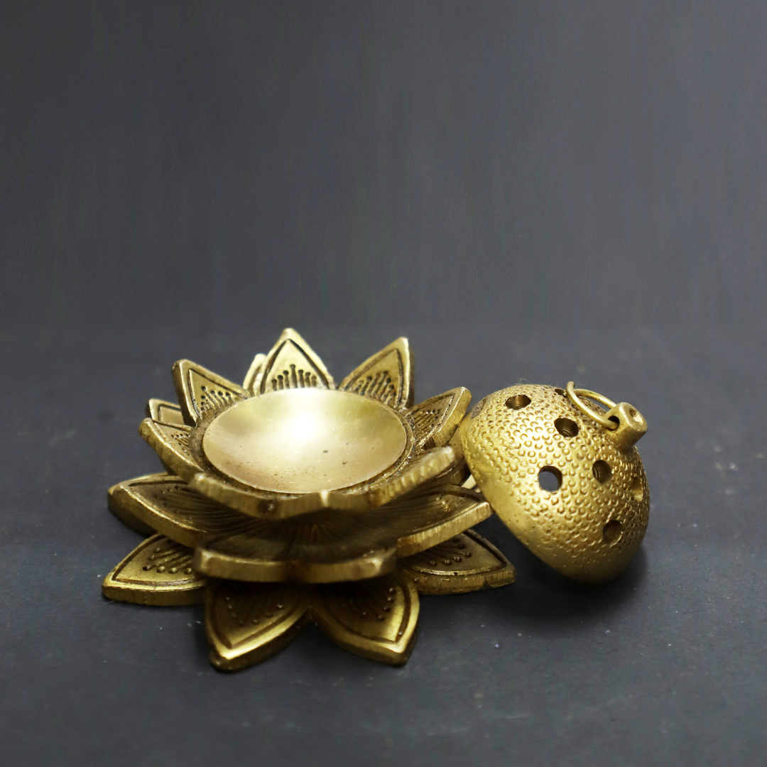 Brass Kamal Dhoop Dhani | Premium Brass Dhoop Dhani