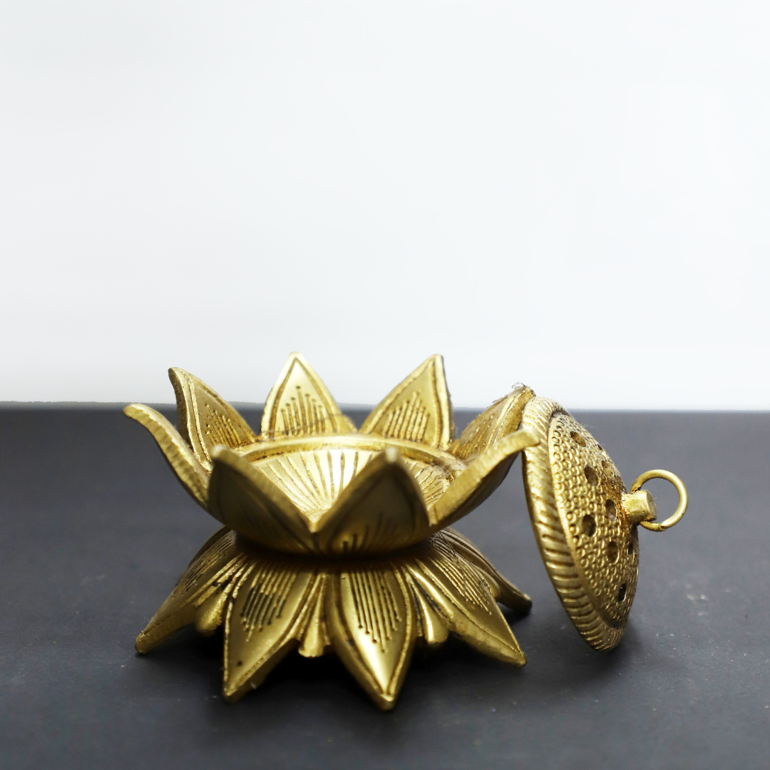 Brass Lotus Dhoop Dhani