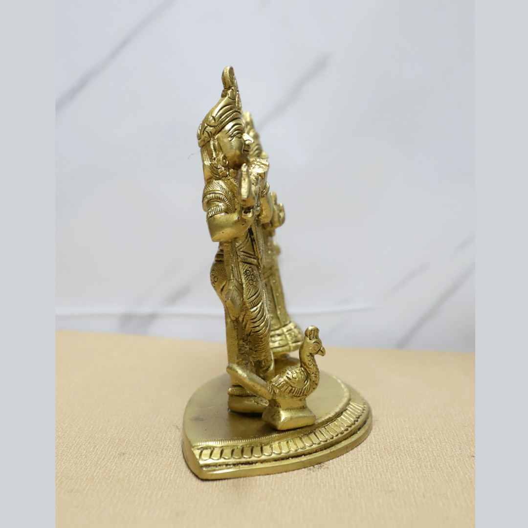 Radha Krishna Oval Base Brass Idol