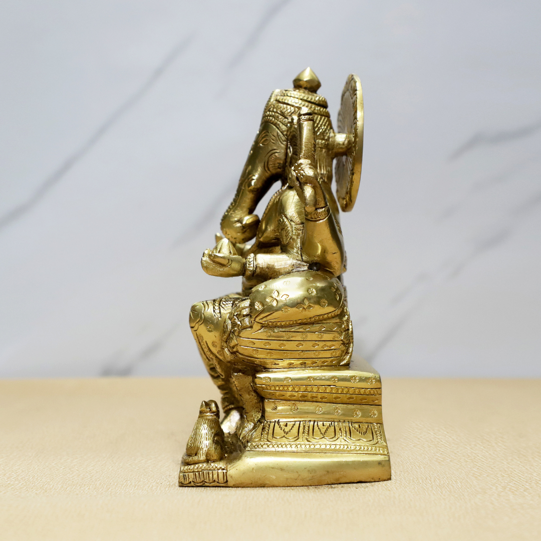 Divine Raja Ganesh Brass Idol