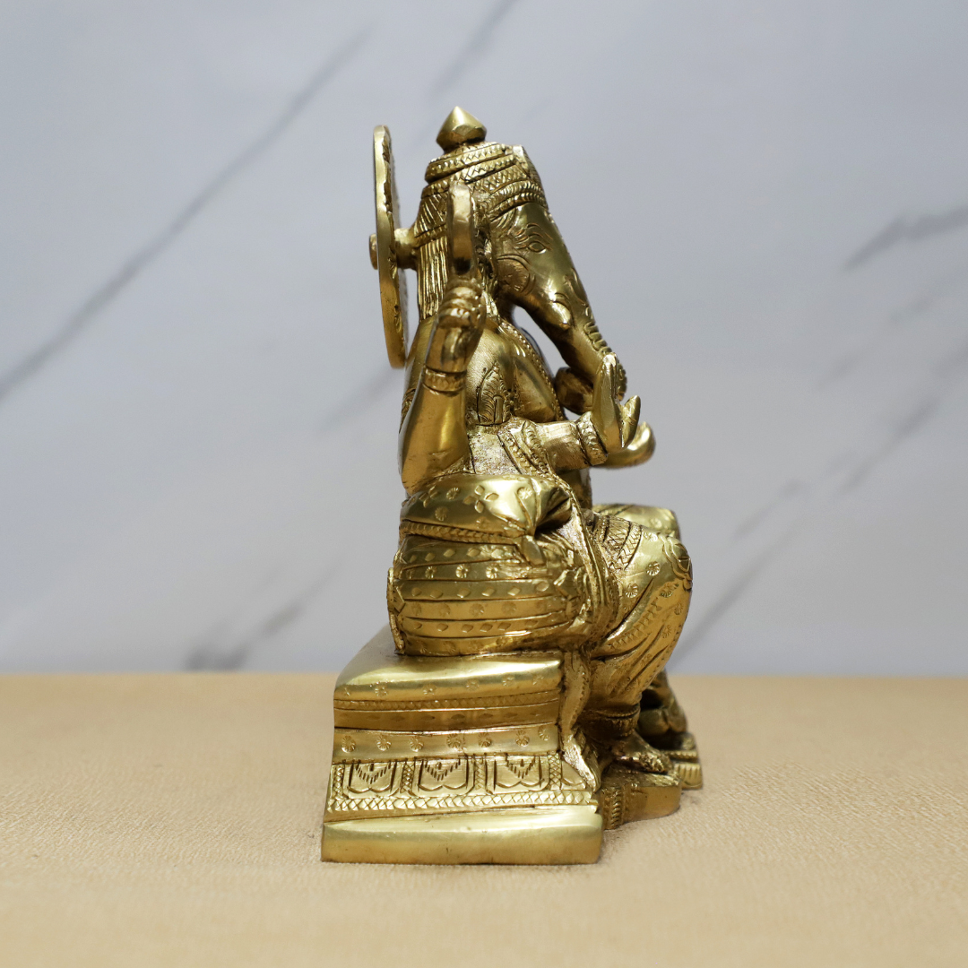 Divine Raja Ganesh Brass Idol