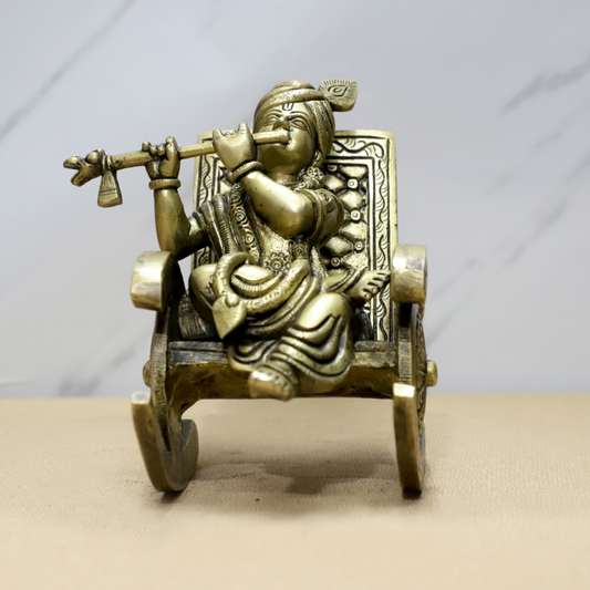 Royal Comfort — Chair Krishna Brass Idol
