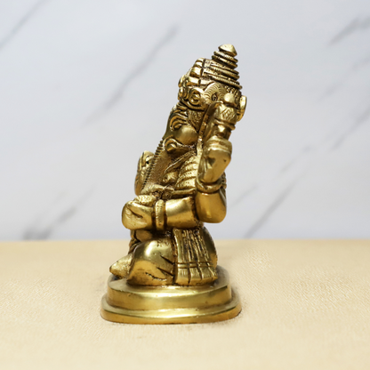 Chowki Ganesh Design Brass Idol