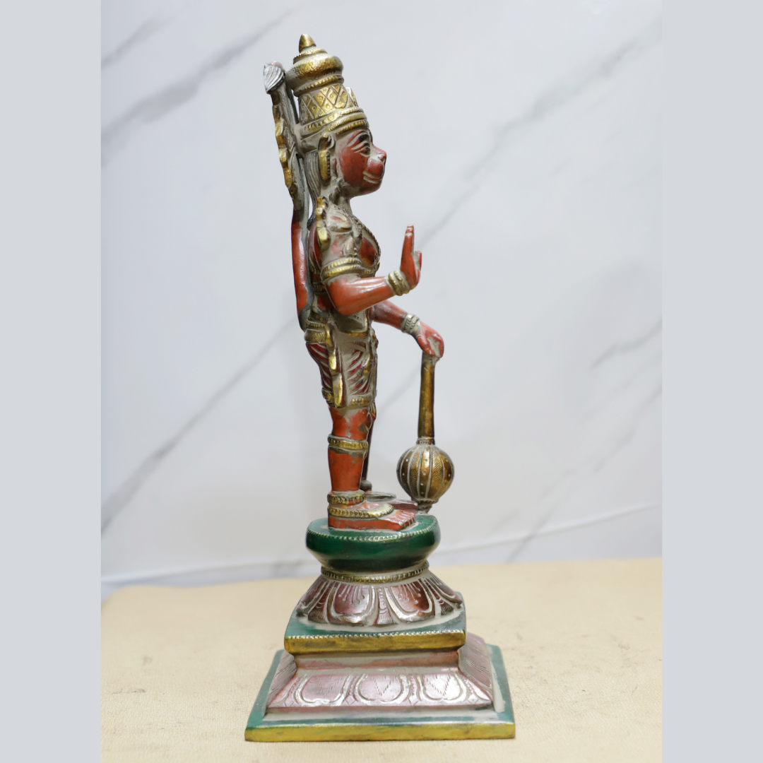 Color Hanuman Standing Brass Idol