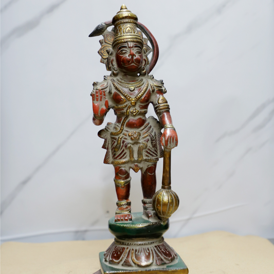 Color Hanuman Standing Brass Idol