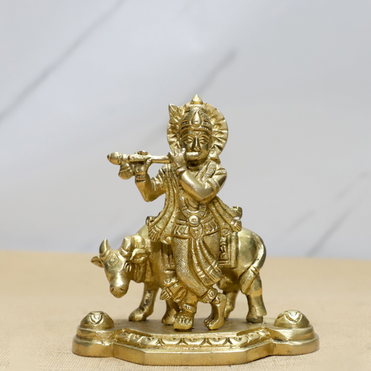 Cow Krishna Chota | Small Krishna Idol with cow