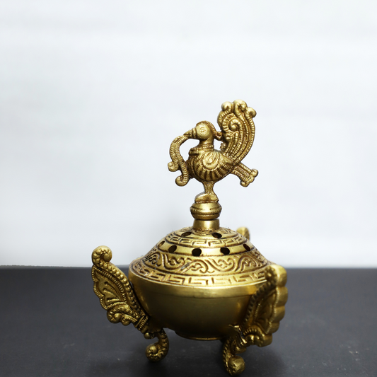 Brass Dhoop Dhani with peacock design