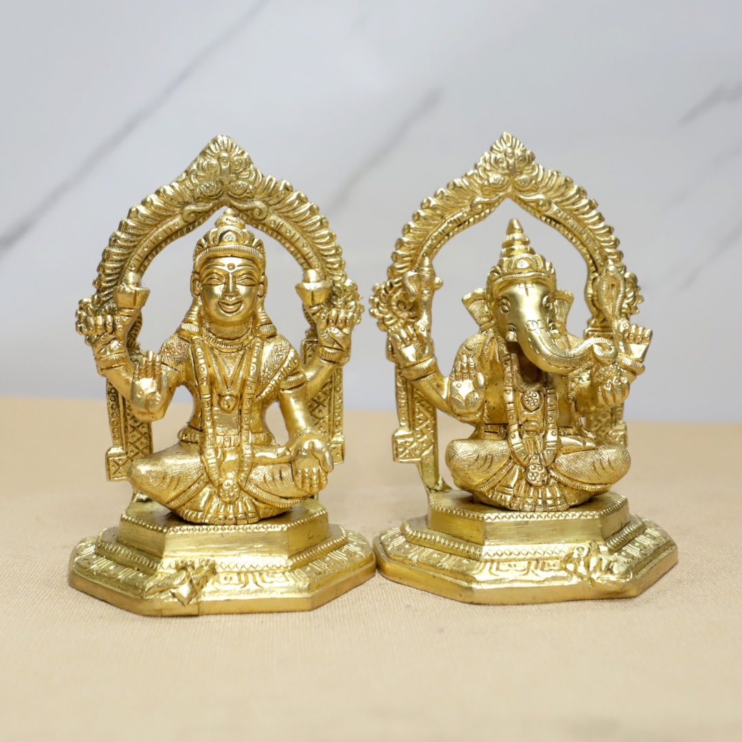 Ganesh Laxmi Ring (PAIR) Brass Idol