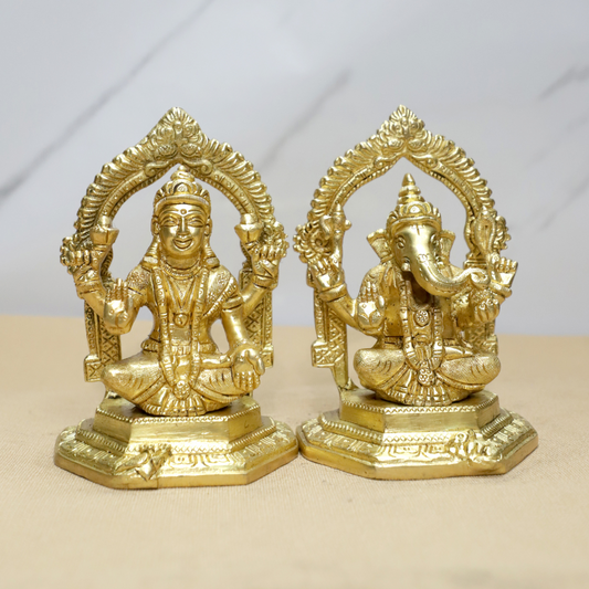 Ganesh Laxmi Ring (PAIR) Brass Idol