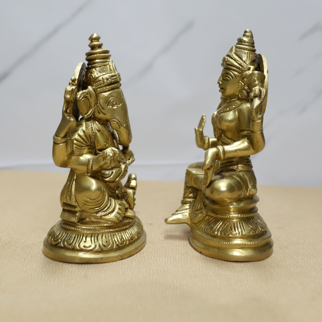 Ganesh Laxmi South (PAIR) Brass Idol