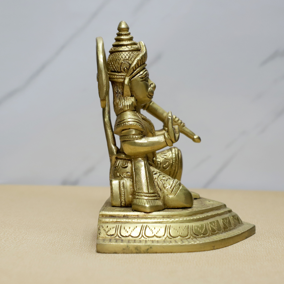 Hanuman Base Brass Idol