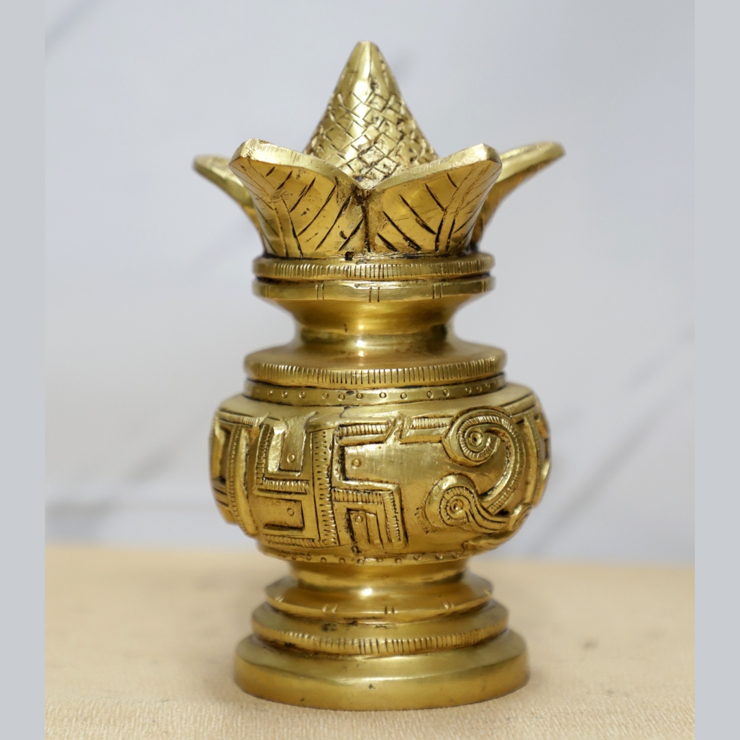 Kalash Swastik Brass Idol