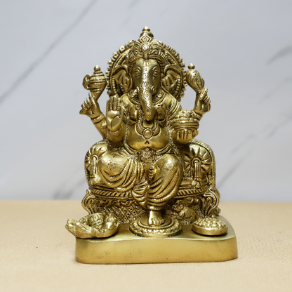 Laddu Thali Ganesh Brass Idol