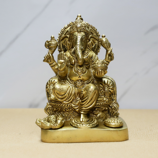 Laddu Thali Ganesh Brass Idol