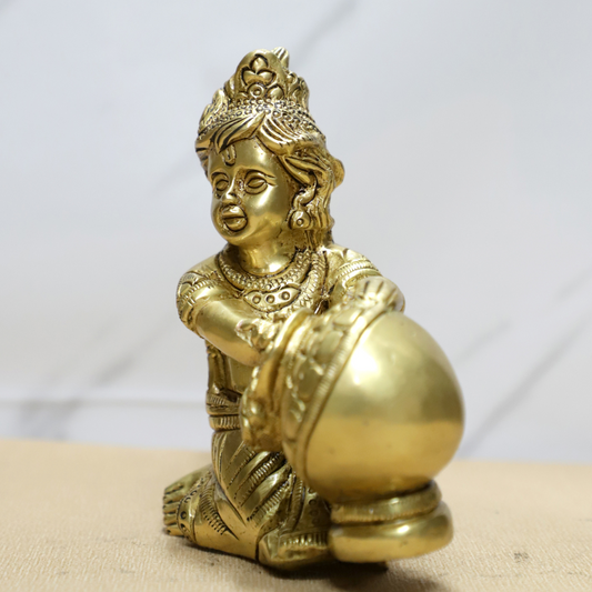 Matki Krishna Brass Idol | Krishna with pot