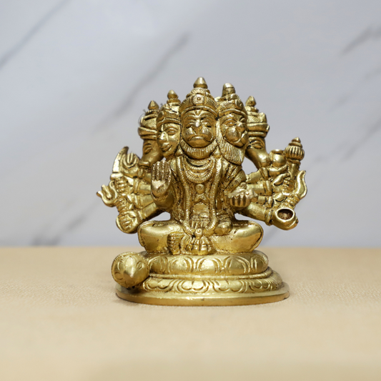 Panchmukhi Hanuman Sitting Brass Idol