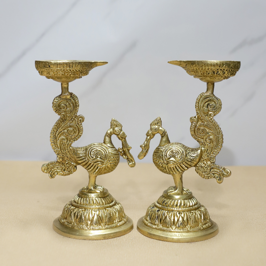 Parrot Lamp Brass Pair
