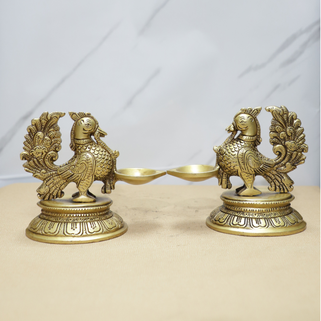 Peacock Deepak (PAIR) Brass Idol