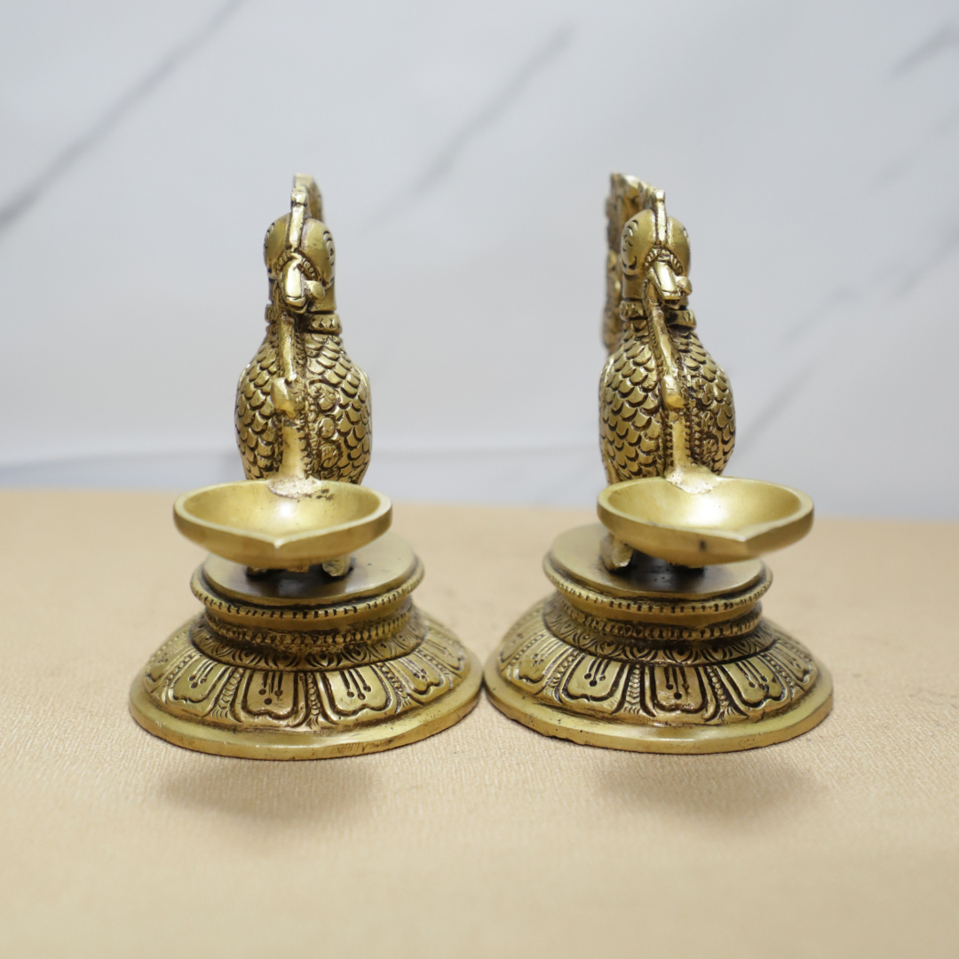 Peacock Deepak (PAIR) Brass Idol