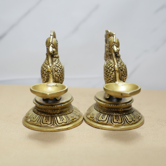 Peacock Deepak (PAIR) Brass Idol