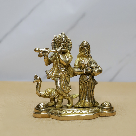 Peacock Radha Krishna Brass Idol | Radha Krishna Brass Idol with Peacock
