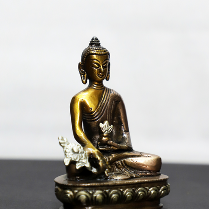 Phool wale Buddha Colour | Buddha Brass Idol in Colour
