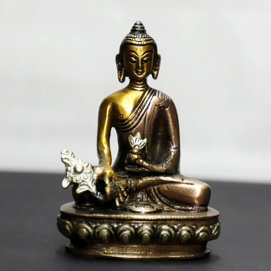 Phool wale Buddha Colour | Buddha Brass Idol in Colour