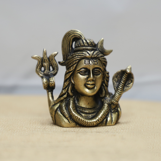 Shiva Face Brass Idol