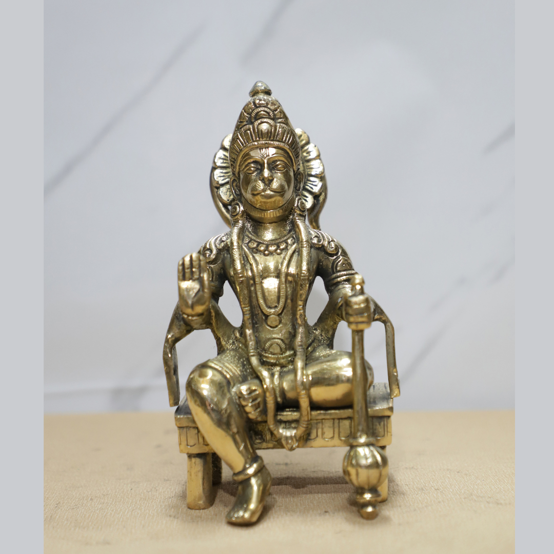 Sitting Hanuman Brass Idol