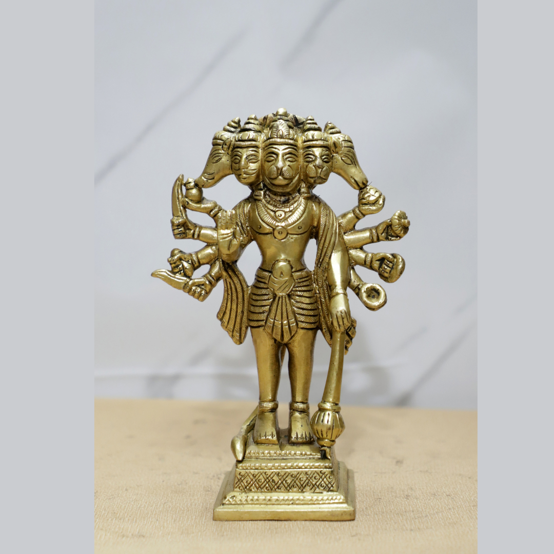Standing Panch Hanuman Brass Idol [Varierty 2]