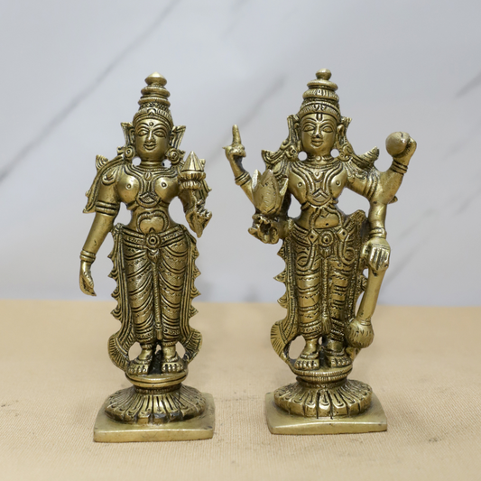 Vishnu Laxmi Standing (Pair) Brass Idol